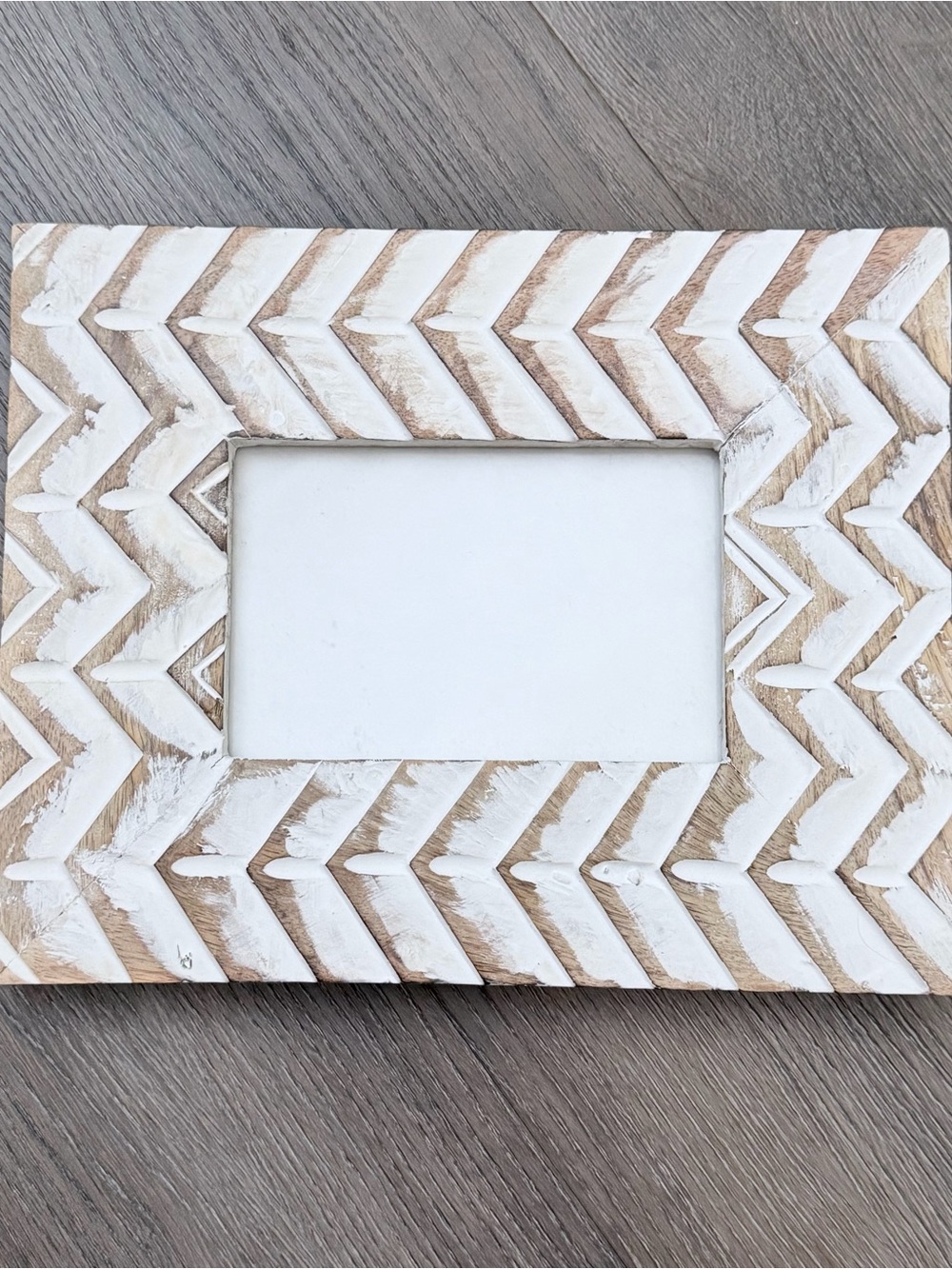 Rustic Chevron White and Natural Wood Picture Frame - 3.5 x 5